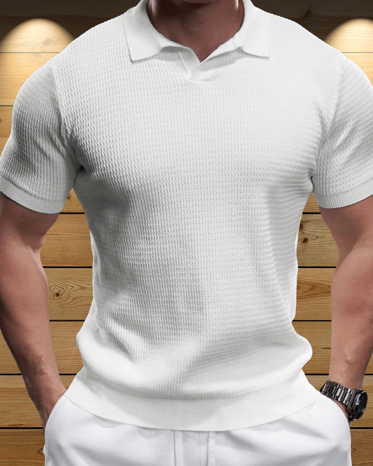 Polo de Punto para Hombre con Tejido Jacquard Estilo Moderno y Confort Superior